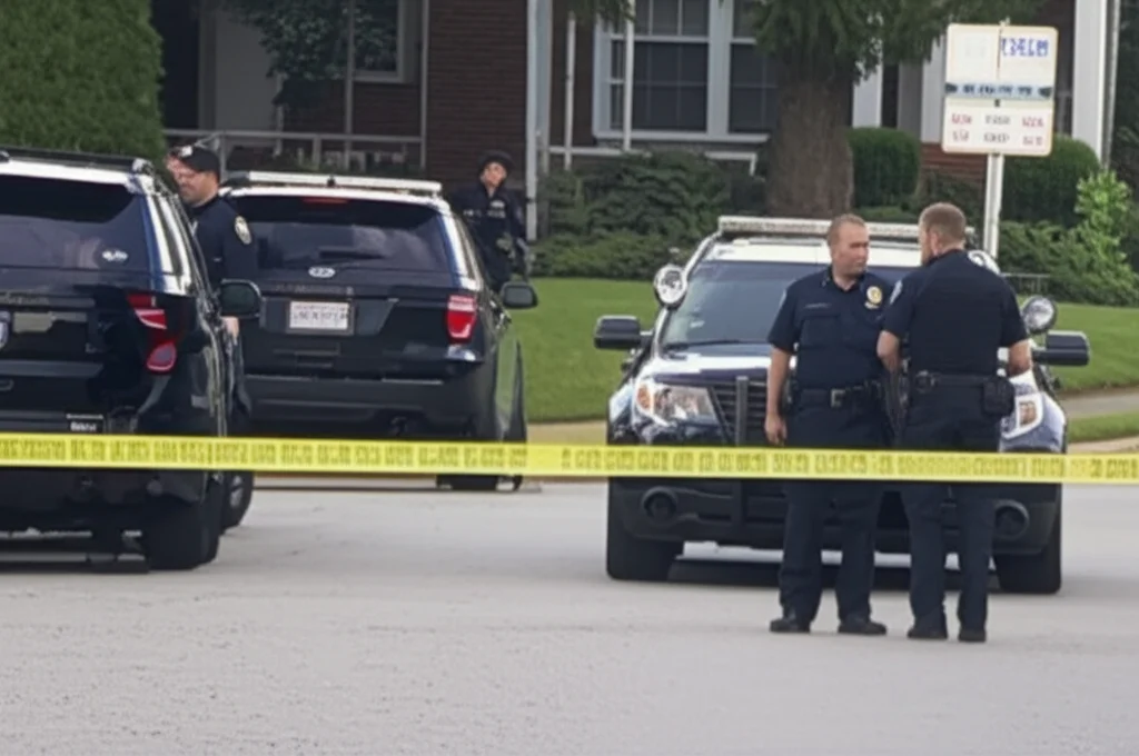Houston police vehicles parked on a residential street at night after 11-year-old boy shot during ding-dong-ditch prank